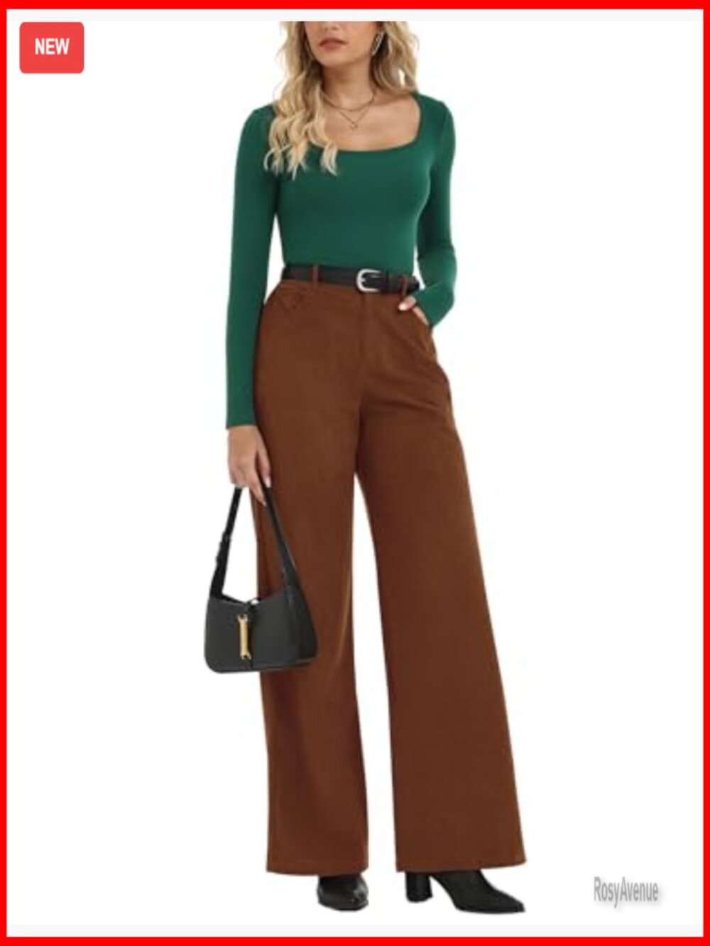 High Waisted Wide Leg Corduroy Dress Pants with Pockets - Picture 3 of 6